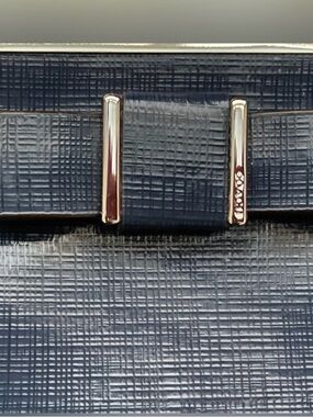 Coach Navy Textured Leather Mini Bag coin purse with Silver Hardware